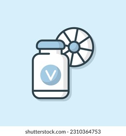 Icono de la botella plana de vitamina delineado