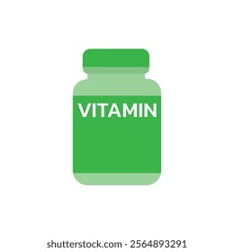Vitamin bottle icon in flat style. Bottle with pill vector illustration on white isolated background. Pharmacy sign business concept.