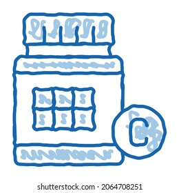 vitamin bottle sketch icon vector. Hand drawn blue doodle line art vitamin bottle sign. isolated symbol illustration