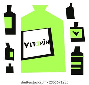 Vitaminflaschen, Vektorgrafik 