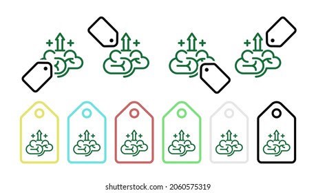 Vitamin, brain green vector icon in tag set illustration for ui and ux, website or mobile application