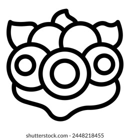 Icono de brócoli vitamínico con contorno Vector. Comida de repollo. Ensalada de jardín