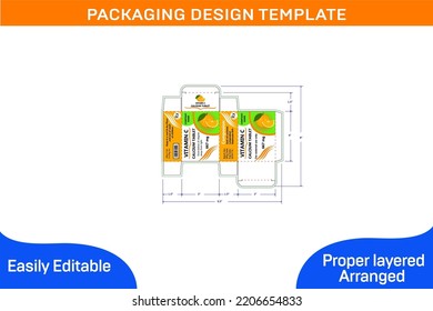 VITAMIN C 667 mg CALCIUM TABLET BOX PACKAGING DESIGN TEMPLATE