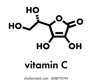 Vitamin C (ascorbic Acid, Ascorbate) Molecule. Skeletal Formula.