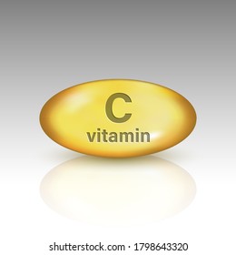 Vitamin C. Ascorbic Acid Vitamin Drop Pill Capsule Icon