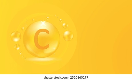 Vitamin C background or orange C fruit vector editable.