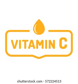 Vitamin C. Badge, Icon, Logo Vector Design Illustration On White Background. Can Be Used For Eco, Organic, Bio Theme.