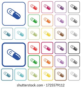 Vitamin C color flat icons in rounded square frames. Thin and thick versions included.