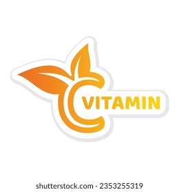 Vitamin c colorful sticker. Vector micronutrients label.