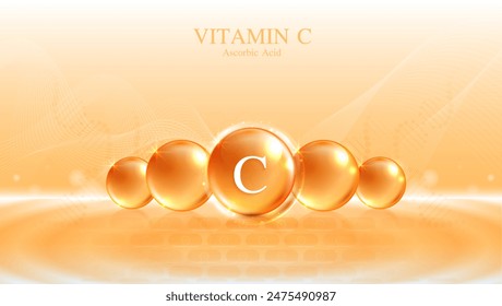 Vitamin C. drop vitamin C and cream collagen complex with from serum nature skin care vitamins. natural skin care cosmetic stimulate collagen. vector design.