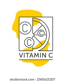 Vitamin C - emblem or logo template for labeling of skincare products or nutrients