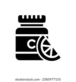 Vitamin C Glyph Icon. Vitamin C Icon