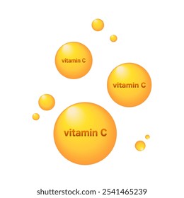 Vitamin C gold icon. Vector illustration.