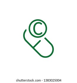 Vitamin C green icon. Element of vitamin icon. Thin line icon for website design and development, app development. Premium icon