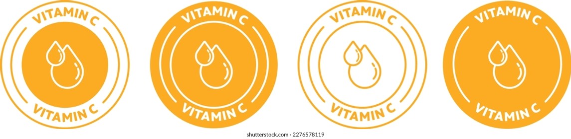 vitamin c icon. Badge, symbol, logo vector on transparent background.