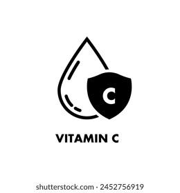 Vitamin C icon. Badge, symbol. Vitamin C line icon simple water drop.