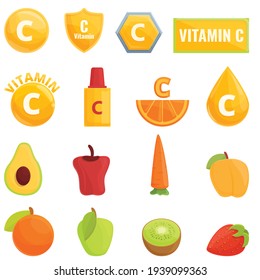 Vitamin c icon. Cartoon of vitamin c vector icon for web design isolated on white background