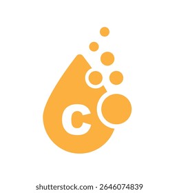 Vitamin C icon or effervescent tablet, drop, icons vector isolated on white background. 