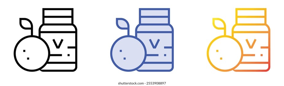 Vitamin c icon. Linear, Blue Fill and Gradient Style Design Isolated On White Background