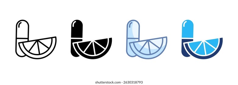 Vitamin C Icon Set Multiple Style Collection
