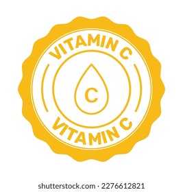 vitamin c icon set. yellow vitamin c sign. Rich in vitamin c product icon. excellent source of vitamin c. badge, seal, sticker, logo, and symbol Variants. Isolated vector illustration