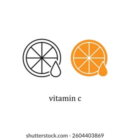 Vitamin C icon stamp, badge or sticker. Organic skin care component. Vector