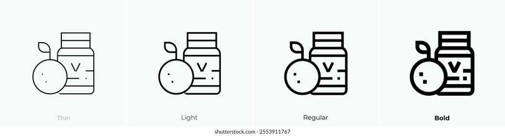 Vitamin c icon. Thin, Light Regular And Bold style design isolated on white background