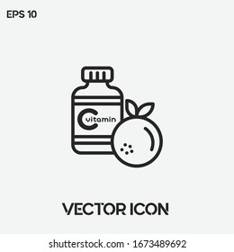 Vitamin C, lemon vector icon illustration. Coronavirus preventive measure. Premium quality.