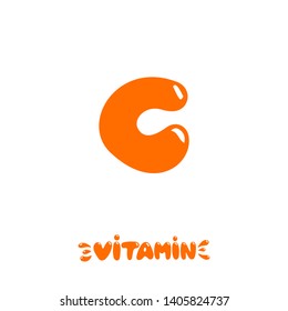 Vitamin C letter hand drawn. Medical symbol, icon.