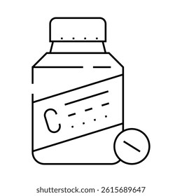 vitamin c line icon vector. vitamin c sign. isolated contour symbol black illustration