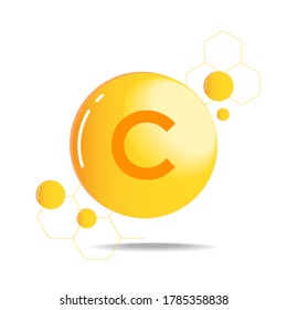 Vitamin C logo design vector and illustration, orange grossy bubble