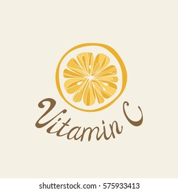 Vitamin C. Logo. Lemon. Citrus fruit. Icon. Vector illustration.