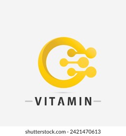 vitamin c logo and letter C logo  vector design vector icon health nutrition