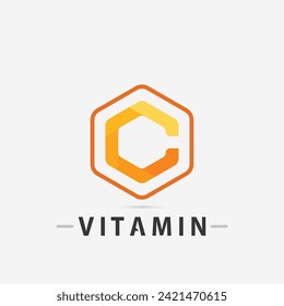 vitamin c logo and letter C logo  vector design vector icon health nutrition