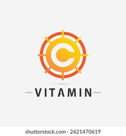 vitamin c logo and letter C logo  vector design vector icon health nutrition