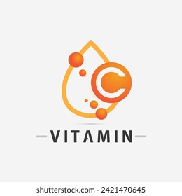 logotipo de vitamina c y letra C diseño vectorial de vectores nutrición de la salud