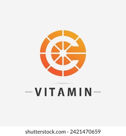 vitamin c logo and letter C logo  vector design vector icon health nutrition