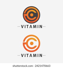 vitamin c logo and letter C logo  vector design vector icon health nutrition