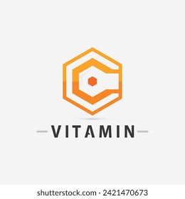 vitamin c logo and letter C logo  vector design vector icon health nutrition