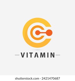 logotipo de vitamina c y letra C diseño vectorial de vectores nutrición de la salud