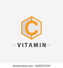 Vitamin-C-Logo Vektordesign Vektorsymbol Gesundheitsernährung
