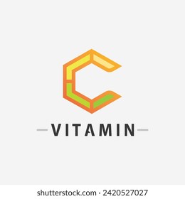 vitamin c logo vector design vector icon health nutrition