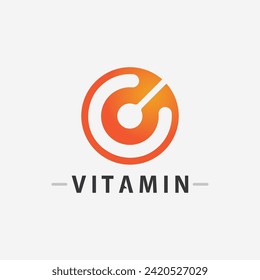 Vitamin-C-Logo Vektordesign Vektorsymbol Gesundheitsernährung