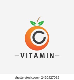 Vitamin-C-Logo Vektordesign Vektorsymbol Gesundheitsernährung