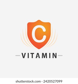 vitamin c logo vector design vector icon health nutrition