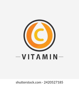 vitamin c logo vector design vector icon health nutrition