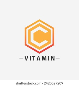 Vitamin-C-Logo Vektordesign Vektorsymbol Gesundheitsernährung