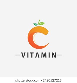 Vitamin-C-Logo Vektordesign Vektorsymbol Gesundheitsernährung