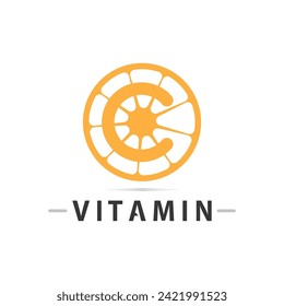 vitamin c logo vector design vector icon health nutrition