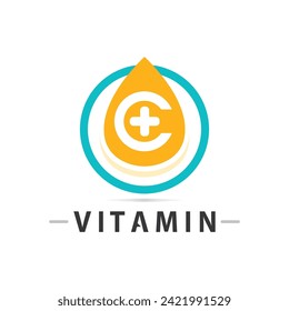 vitamin c logo vector design vector icon health nutrition